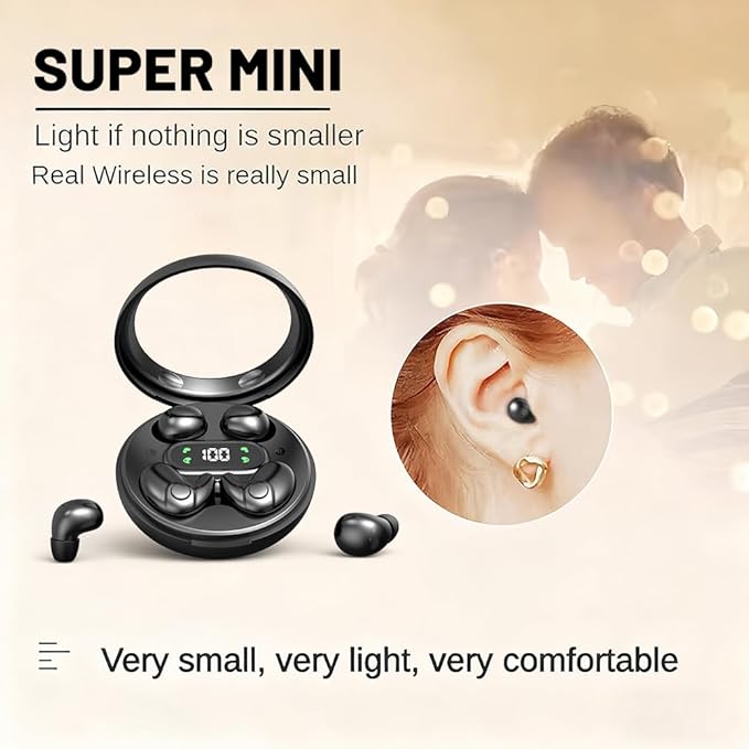 Two Pairs Mini Invisible Bluetooth Earbuds,Comfortable Wireless Sleep Headphones,with Mic,IPX5 Waterproof Earphones,Stereo Sound Quality Earphones,for Side Sleepers Sports (Khaki)