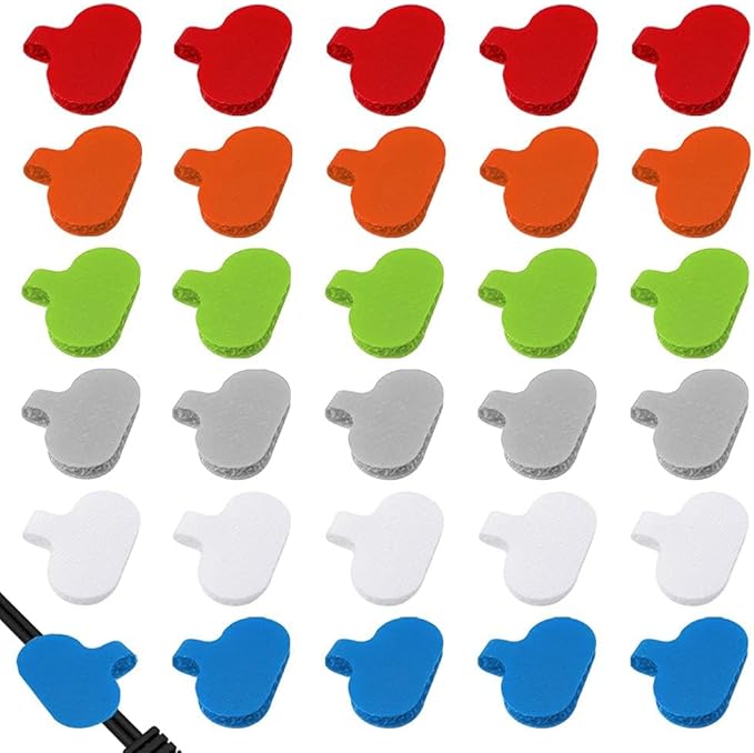 30 PCS Cable Labels Cord Labels for Electronic Multi-Color Write On Wire Tags, Computers Cable Management and Identification Xmas Decoration