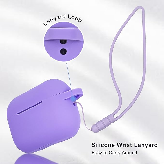 Compatible with Airpods Pro 2nd Generation Case Cover 2022, Soft Silicone Protective Cover with Bracelet Keychain for Apple Airpods Pro 2 Case for Women (Violet)