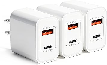 3‑Pack 20W USB C Charger Block Fast Charging Dual Port Power Adapter Plug - Image 1