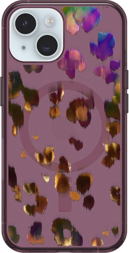 OtterBox iPhone 16e, 15, 14, & 13 Symmetry Series Case -, Snaps to MagSafe, Ultra-Sleek, Raised Edges Protect Camera & Screen (Leopard Shift Pink)