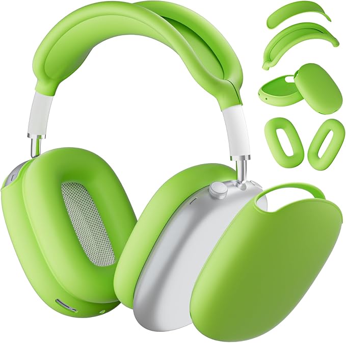 ATUAT for AirPods Max Headphones Case, Protective Silicone Case Cover Skin Accessories Anti-Scratch for Women Men for Apple AirPods Max 2024/2020 (USB-C/Lightning), Light Green