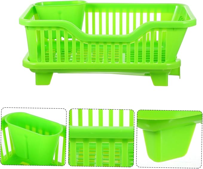Multifunction Plastic Tableware Holder with Side Drainage Water Draining Cutlery Rack for Kitchen Sink Medium-Sized Bowl and Bottle Organizer Rack Easy to Clean and Use