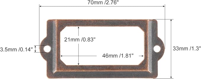uxcell Metal Label Holders, 70x33mm 60pcs File Name Card Tag Label Holder Frame for Office Library Drawer Cabinet Shelves, Copper Tone