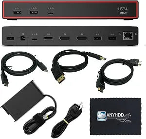 Lenovo 40BC0135US USB4 Smart Dock 5500 Laptop Docking Station with Integrated USB4 Cable, HDMI 2.1 & DisplayPort 1.4 Video Outputs, Multiple USB-A & USB-C Ports, Gigabit Ethernet, 100W Power Delivery