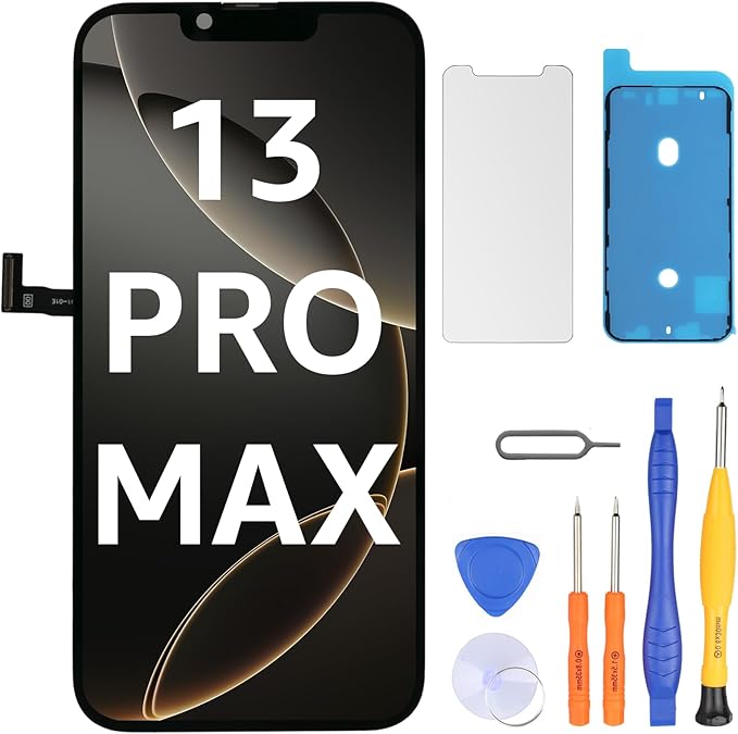 LL TRADER Screen Replacement for iPhone 13 Pro Max 6.7" LCD Retina FHD Display COF Touch Screen Digitizer with Repair Tool Kits, Waterproof Tape, Screen Protector (Truetone programable) new for USA