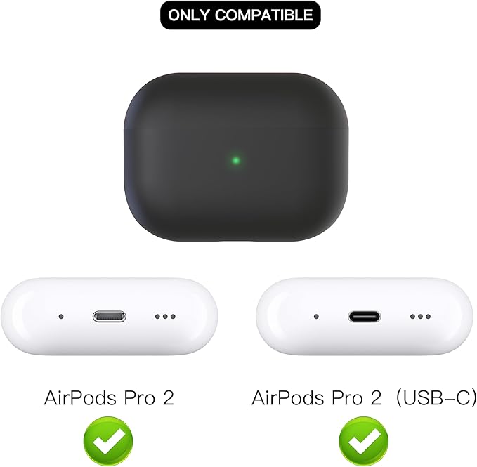 Liquid Silicone Case for AirPods Pro 2(2023/2022), Triple Layer Hybrid Protective Hard Case Shockproof Cover Compatible with AirPods Pro 2nd Generation(Black)