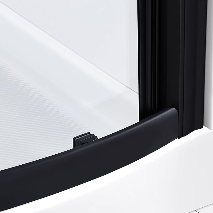 OVE Decors Breeze 34 in. Corner Shower Clear Sliding Door with Walls and Base in Black Finish