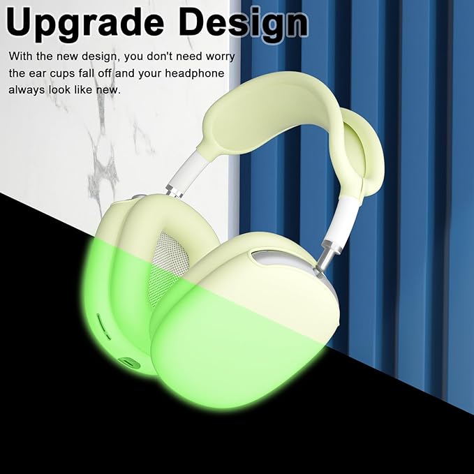 ATUAT for AirPods Max Headphones Case, Protective Silicone Case Cover Skin Accessories Anti-Scratch for Women Men for Apple AirPods Max 2024/2020 (USB-C/Lightning), Fluorescent Green