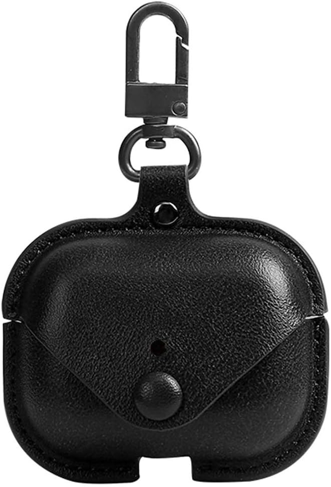 Genuine Leather Case Compatible with AirPods Pro Case 2nd/1st Gen (2023/2022/2019), VOMA Protective Cover for Apple AirPods Pro 2/Pro Wireless Charging Case with Keychain and Snap Lock Black