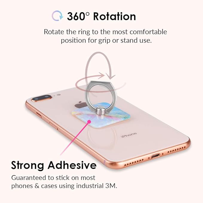 Velvet Caviar Cell Phone Ring Holder - Finger Ring & Stand - Improves Phone Grip Compatible with iPhone, Galaxy and Most Cases (Except Silicone/Leather) - Blue Opal Marble