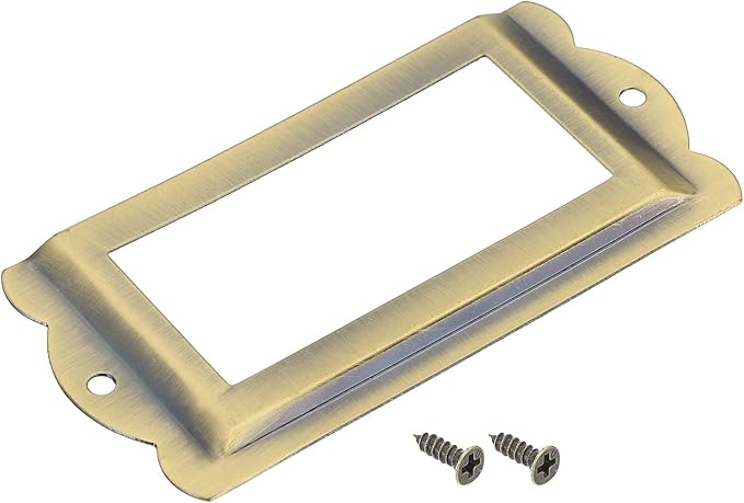 uxcell Metal Label Holders, 85x40mm 5pcs File Name Card Tag Label Holder Frame for Office Library Drawer Cabinet Shelves, Bright Bronze