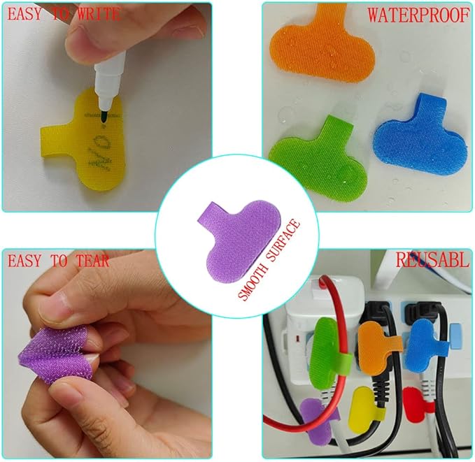 30 Oval Cord Labels - Colored, Writable, Multipurpose for Organization