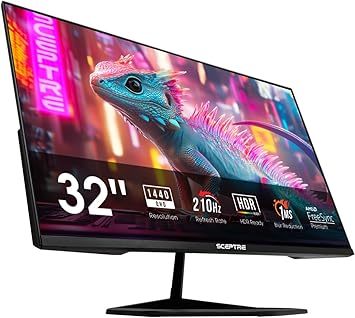 Sceptre New 32-inch 2K QHD 2560 x 1440 Prime Gaming Monitor up to 210Hz USB Type-C DisplayPort HDMI sRGB 115% 1ms Build-in Speakers, Machine Black 2026 ((E325B-QW200D Series)