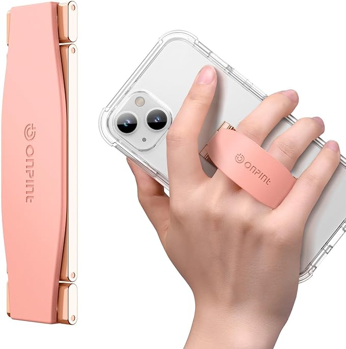 Phone Grip Finger Ring Holder 3.23 Inch, Phone Slim Finger Ring Holder Kickstand 2 in 1, Compatible with iPhone Samsung and Most Smartphones, Pink