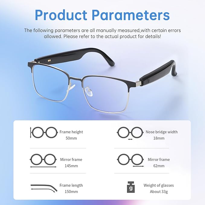 Al Smart Glasses for Men Women - Bluetooth Translation Glasses with 169 Languages, Photochromic Lenses UV/Blue Light Protection, Music /Calls Al Vioce Assistant, Travel Meeting Business Trade - Silver
