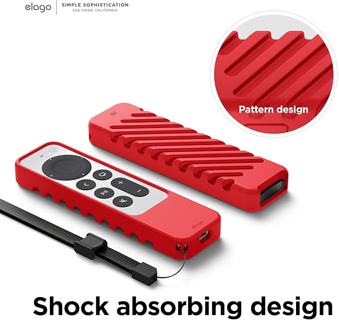 elago R3 Protective Case Compatible with 2022 Apple TV Siri Remote 3rd Generation, Compatible with 2021 Apple TV Siri Remote 2nd Gen - Lanyard, Great Grip, Shock Absorption, Drop Protection [Red]