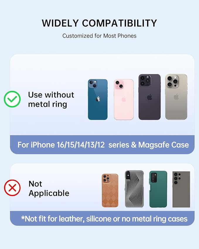 Magnetic Phone Ring Holder Compatible with MagSafe - Cell Phone Grip Magnet Removable Finger Ring Grip Stand Cute Girly Kawaii Design for iPhone 17 Pro Max 16 15 14 13 12 Series Butterfly