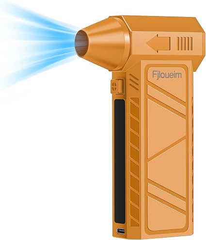 Electric Air Duster, 130,000RPM Compressed Air Duster Rechargeable with 4-Speed Settings, Mini Turbo Jet Fan Blower Portable USB-C for Keyboards PC Electronics Cars（Orange）