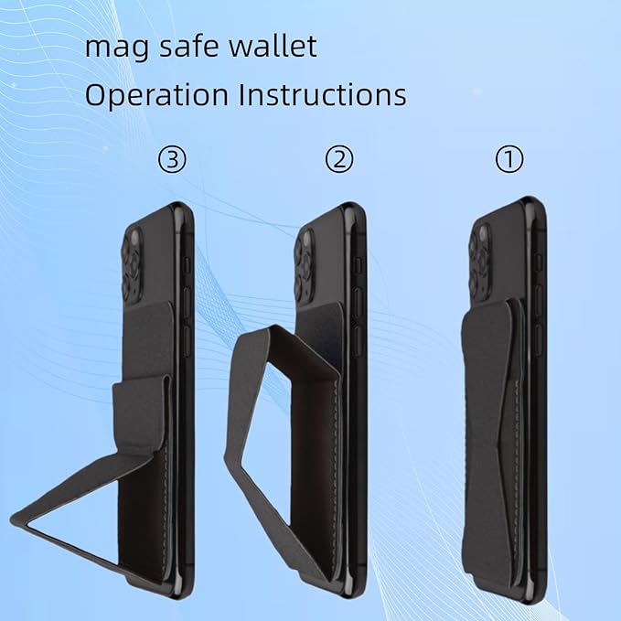 for MagSafe Wallet RFID Blocking, 2 Card Holder, Stand Strong Magnetic Grip, Slim Leather Phone Wallet, Compatible with iPhone 17/16/15/14/13/12 Series (Black Small Support)