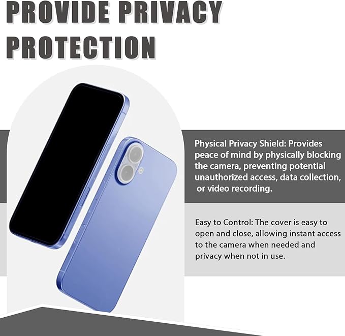 Camera Lens Cover Compatible for iPhone 16/16 Plus/17,Camera Lens Protector to Protect Privacy and Security,Strong Adhesive -2 Pack-Clear