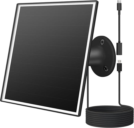 6W Solar Panel for Outdoor Security Camera with Micro USB & USB - C Port, Solar Panel Charger for Battery Camera，Fits Wyze/Reolink DC 5V Output, IP65/360° Adjustable, 9.8ft Cable, Fast Charging