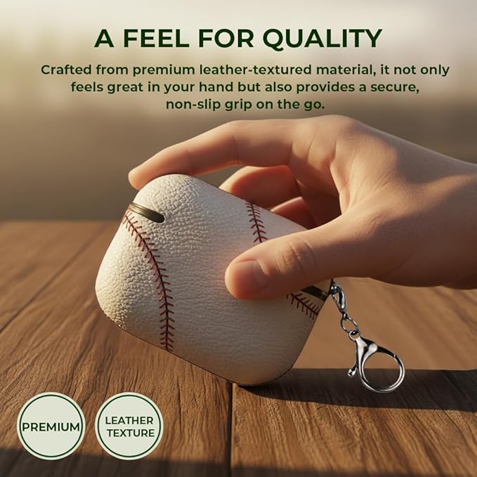 for AirPods 4 Case Leather | One Piece Cute iPod AirPods 4th Generation Case | with Keychain | Airpods Case Gen 4 for Man Women-Model A3058/A3059(Baseball-04)