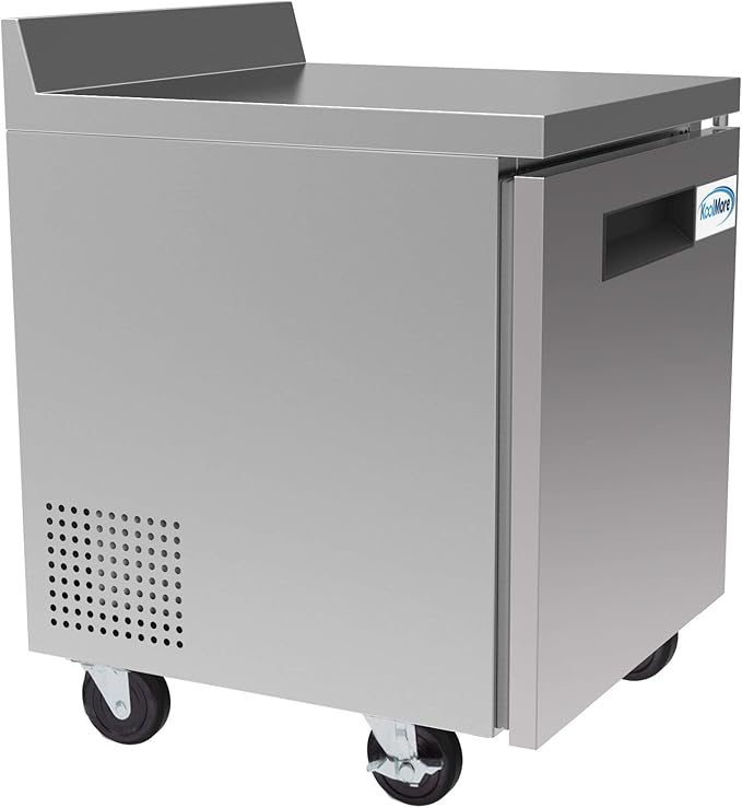 KoolMore 27" Stainless Steel Worktop Commercial Refrigerator with 3 1/2 Backsplash - 6.3 cu.ft, RWT-1D-6C