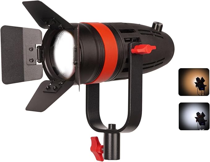 Came-TV Boltzen Fresnel Led Video Light High Output 55W Bi-Color 3200K-5600K Light F-55S COB Fresnel Focusable Light CRI96+ TLCI98+ Dimmable 0%-100% for Photography YouTube Portrait Video Shooting