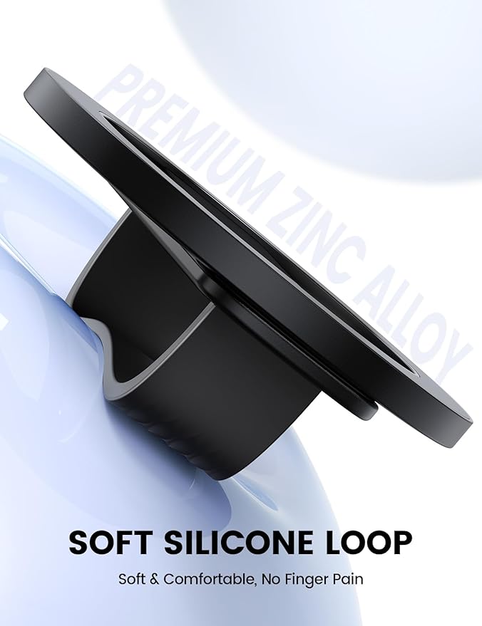 Lamicall Magnetic Phone Grip Holder for MagSafe - [Soft Silicone Loop] Vertical Cell Phone Zinc Alloy Ring Stand Kickstand, Magnet Finger Grip for iPhone 17/16/15/14/13/12 Series, Other Use Metal Ring