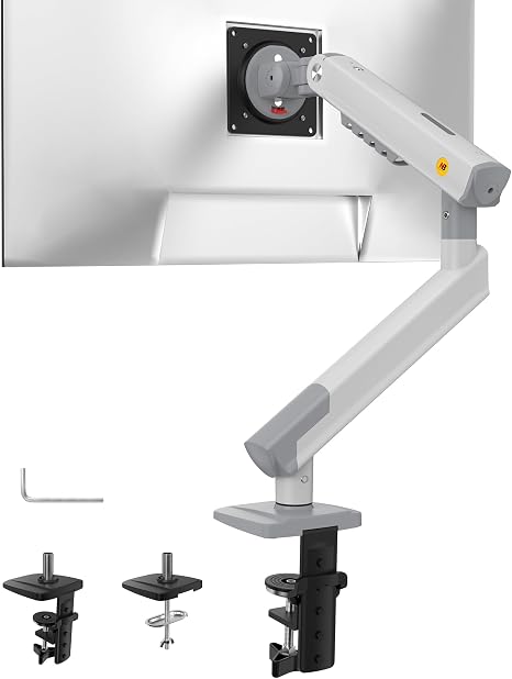 NB SmooVex™ Single Monitor Arm for Monitors 17'' to 32 inch, Mechanical Spring Mount Load up to 9 kg, VESA 75/100 mm Monitor-Mount A5 (White)