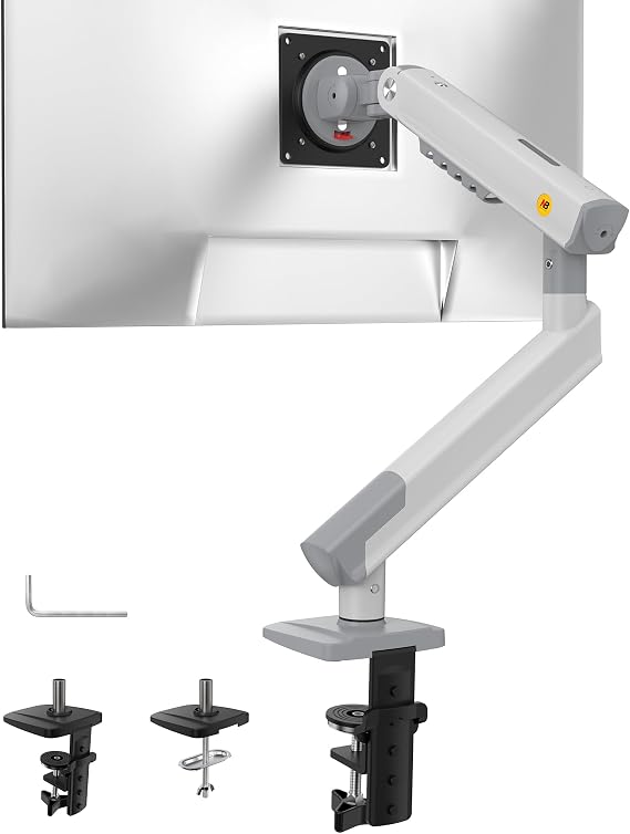 NB SmooVex™ Single Monitor Arm for Monitors 17'' to 32 inch, Mechanical Spring Mount Load up to 9 kg, VESA 75/100 mm Monitor-Mount A5 (White)