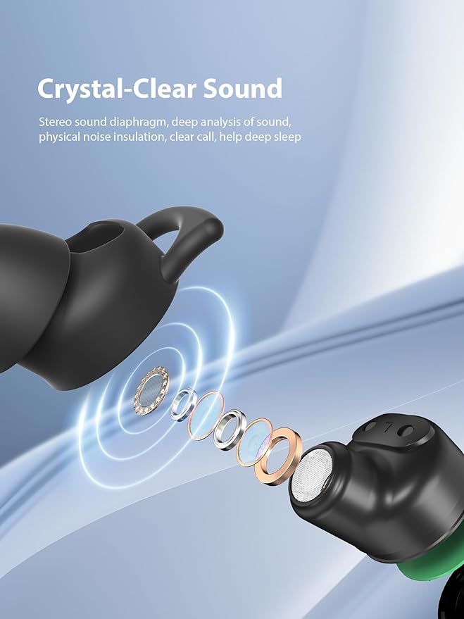 Sleep Headphones, Invisible Sleep Earbuds for Side Sleepers, Mini Noise Blocking Sleep Earphones, Bluetooth 5.3 Tiny Hidden Earbuds for Work,Sleeping, Black