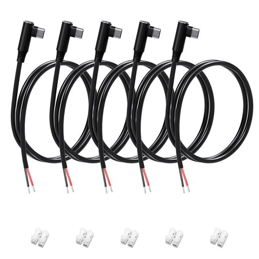 USB C to 2 Pin Bare Wire Open End Power Cable,5V/3A USB C Pigtail Cable