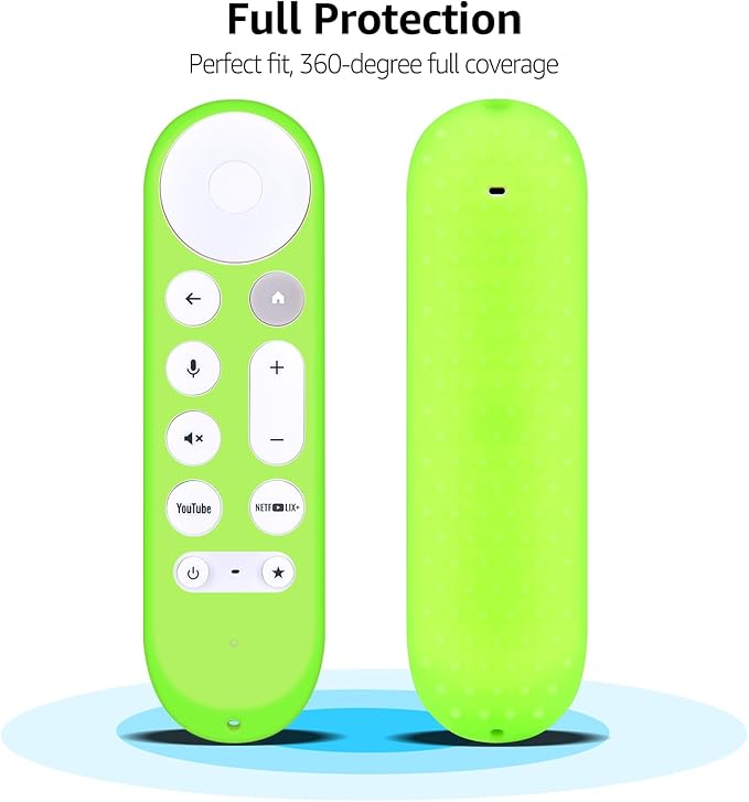 [2-Pack] HZIME New Replacement Remote Control Cover Compatible for Google TV Streamer 4K TV GY3LE Voice Remote, Silicone Controller Case Sleeve (Glow-in-The-Dark，Green/Blue)
