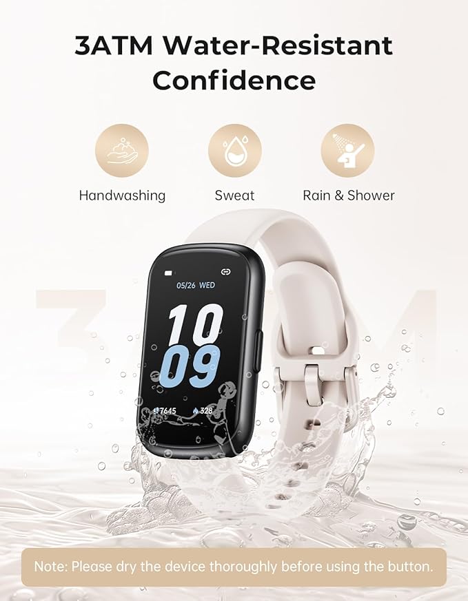 Fitness Tracker with 24/7 Heart Rate Monitor, Sleep Tracker - 3 ATM Waterproof Fitness Watch Calorie Step Counter Smart Watch Includes 3 Sport Bands for Android iOS Women Men, Black/Starlight