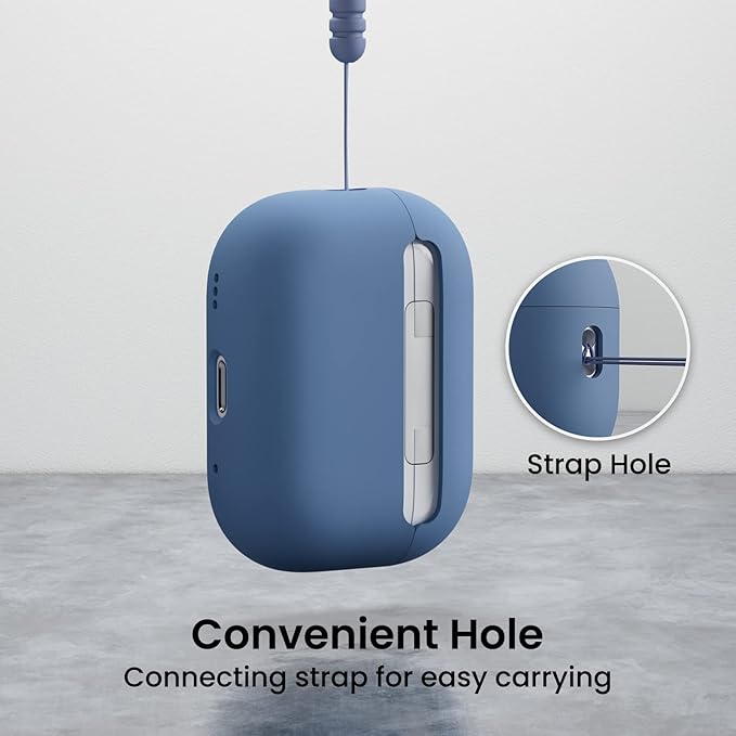 ORNARTO Compatible with AirPods Pro 2 Case 2022, Full Protective Hybrid Silicone for AirPods Pro 2nd Generation Case, Front LED Visible Skin Cover-Blue
