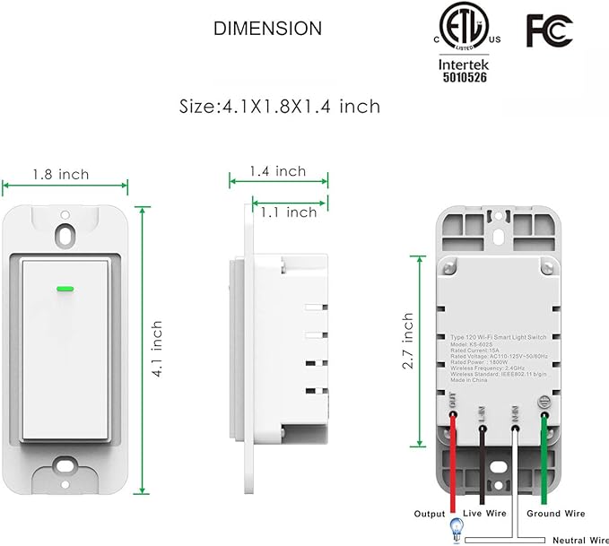 Lesim Smart 3 Gang WiFi Light Switch, 2.4GHz, Compatible with Alexa, Google Home, White, Push Button, Automatically/Smart Switch Operation