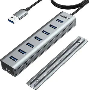 atolla Desk USB Hub, 7-Port USB 3.0 Aluminum for Under Desk Mount