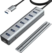atolla 7-Port Mountable USB 3.0 Hub with Removable Sliding Rails - High-Speed Data Splitter for Desk Organization & Stable Connection, Compatible with MacBook, Laptop, PS4, PC - Image 1