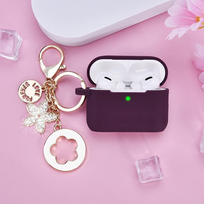 Case for Airpods Pro 1st 2nd Generation - VISOOM Airpods Pro 1/2 Cases Cover Women Silicone iPod Pro 2 Earbuds Wireless Charging Case Girl Bling Keychain for Apple Airpod Gen Pro 2