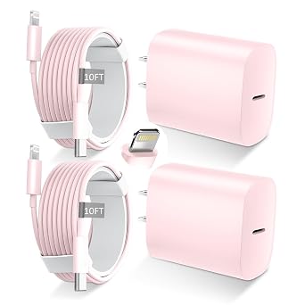 DiHines for iPhone 14 13 12 11 Fast Charger,10FT Long Fast Charging Lightning Cable with 20W USB C Charger Block for iPhone 14/14 Pro Max/13/13 Pro Max/12/12 Pro Max/11/11Pro/XS/Max/XR/X,iPad,Pink - Image 2