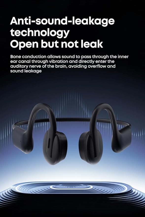 Bone Conduction Headphones, Wireless Bluetooth Open- Ear, Sport Headphones, Quick Charging, Long battery Life, Upgrade Sweat Proof, Earphone for Running, Cycling, Walking, Workout, Gift. Includes Case