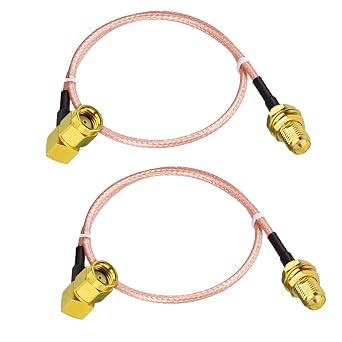 Superbat 1ft RP-SMA Male Right Angle to RP-SMA Female RG316D Cable 2-Pack