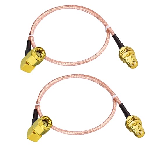 Superbat 1ft RP-SMA Male Right Angle to RP-SMA Female RG316D Cable 2-Pack