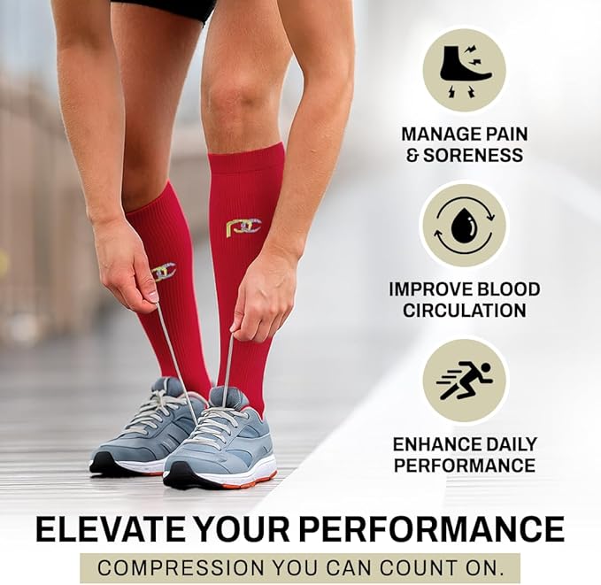 PRO Compression Running Marathon Socks - Calf-Length Travel and Sports Compression Socks for Foot and Ankle Support, Unisex