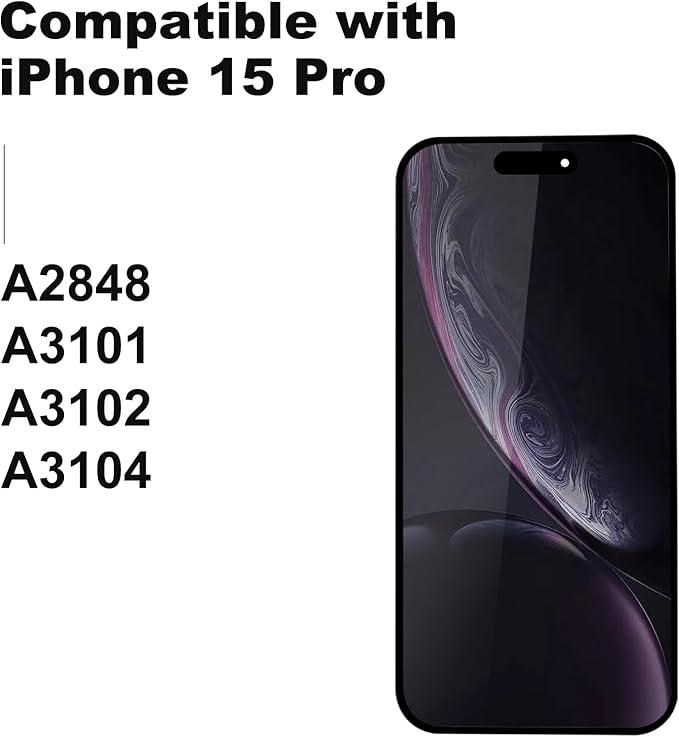 NB+ Screen Replacement for iPhone 15 Pro 6.1 Inch LCD Retina FHD Display COF Touch Screen Digitizer with Repair Tool Kits, Waterproof Tape, Screen Protector