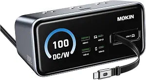 MOKiN 100W Max Charging Station with Retractable Cord, 8-in-1 Power Strip