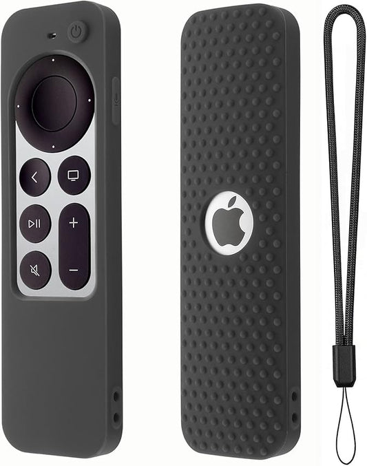 Hi Color Silicone Remote Cover for Apple TV Siri Remote (2nd Gen) Soft Silicone Case for Apple TV 4K 3rd Generation Remote Case Cover with Lanyard(Dark Gray)
