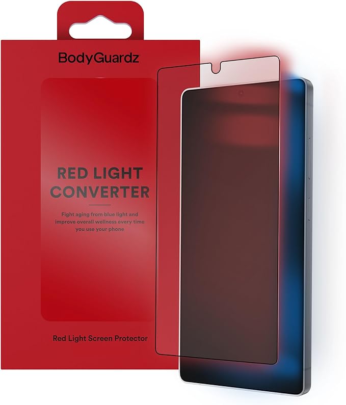 BodyGuardz Red Light Converter Screen Protector – Passive Red Light Therapy for Face - Promotes Better Sleep, Healthier Skin, Reduced Eye Strain – 9H Tempered Glass, Easy Install (Galaxy S26 Ultra)